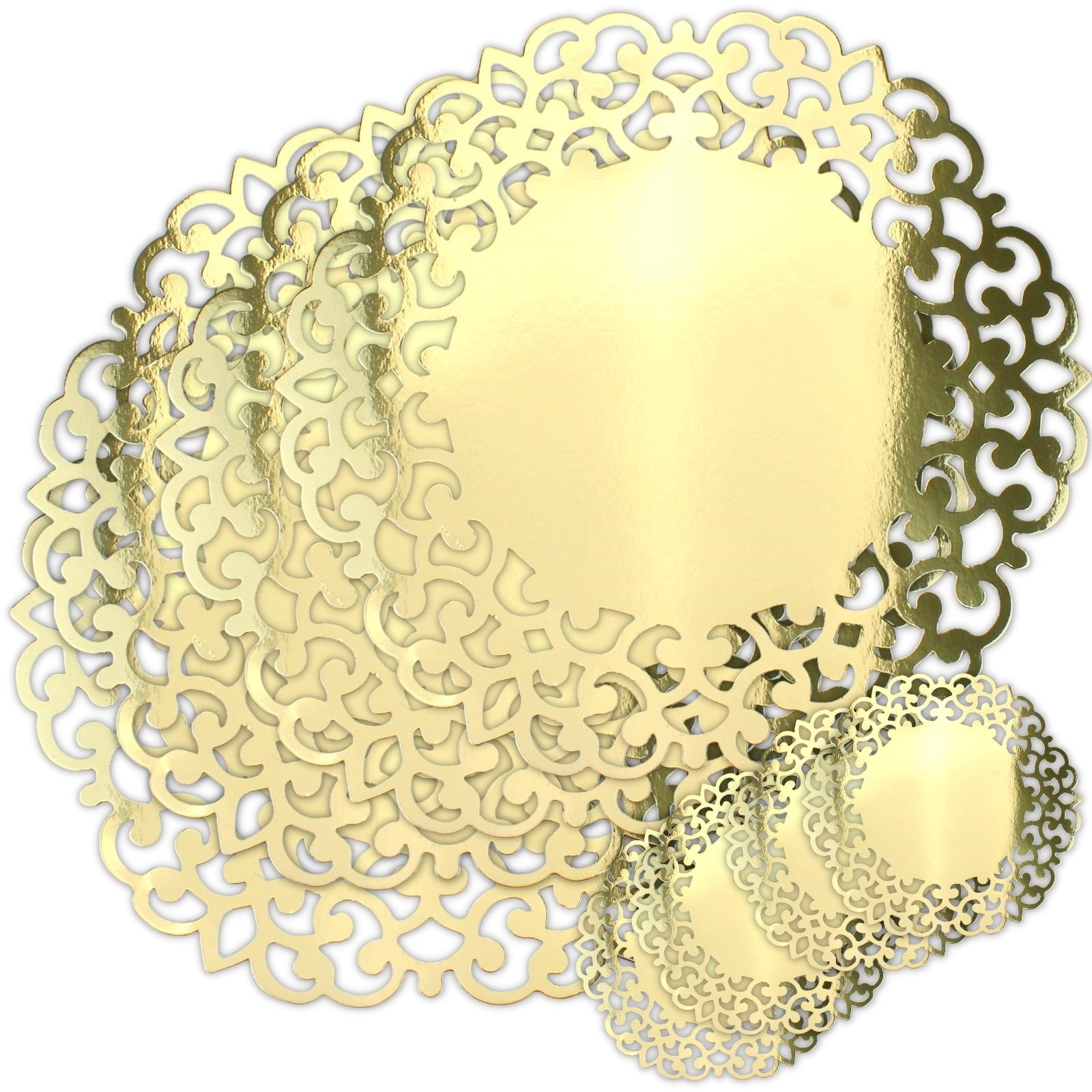 Decorative Metallic Gold Placemat & Coaster Set (For 4 Guests)