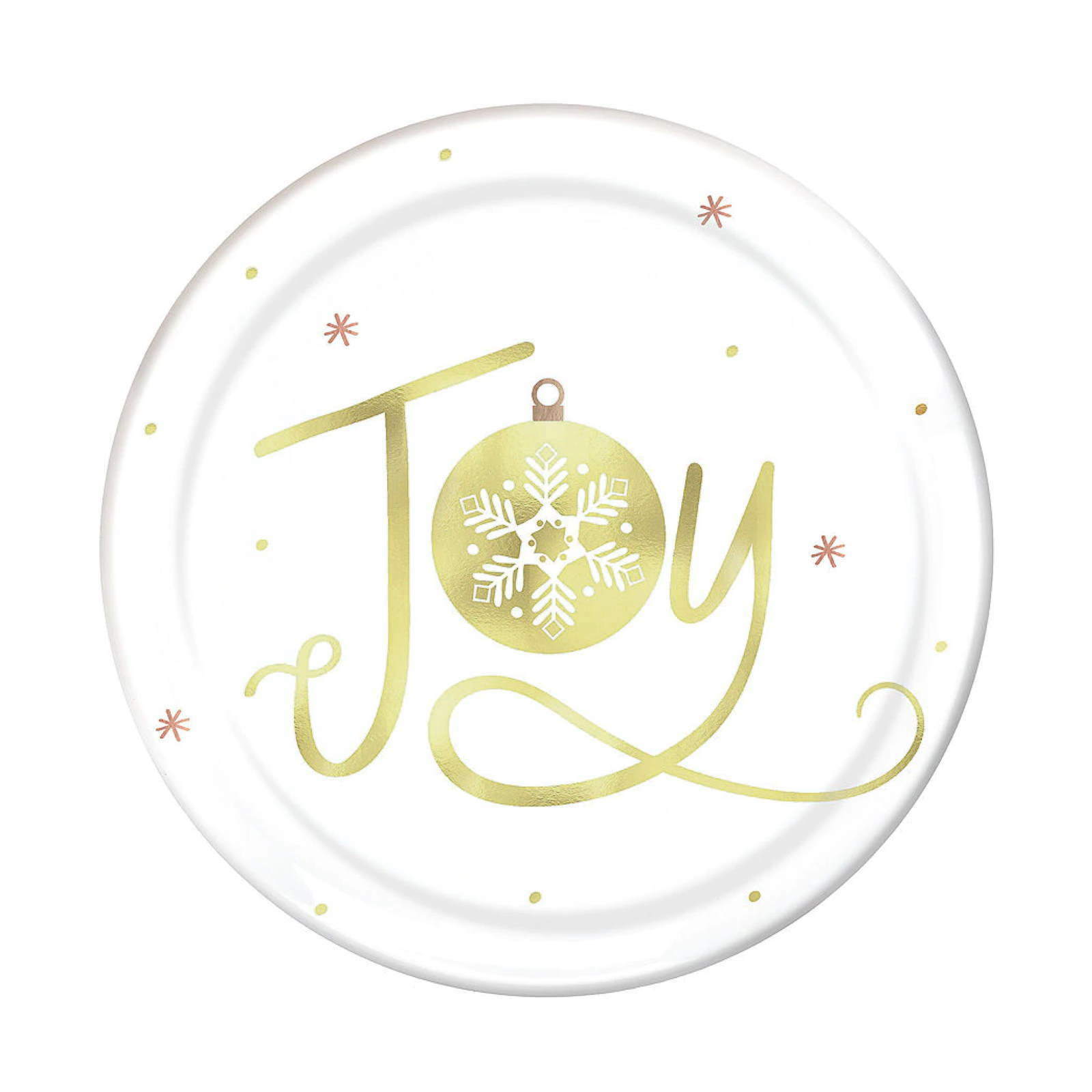 Gold Joy Plastic Christmas Bauble Dessert Plates (Pack of 4)