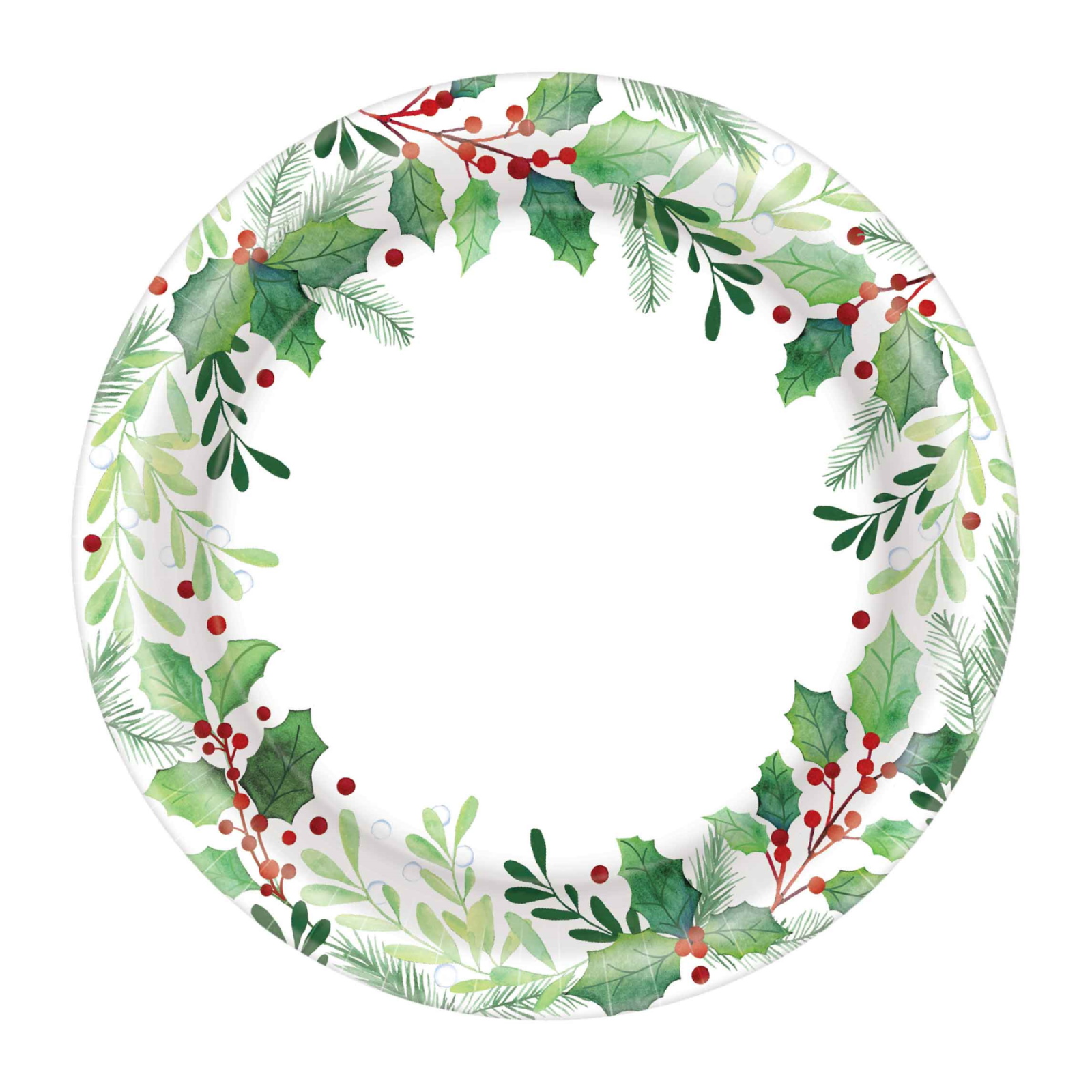 Christmas Traditional Holly Small Paper Plates (Pack of 40)