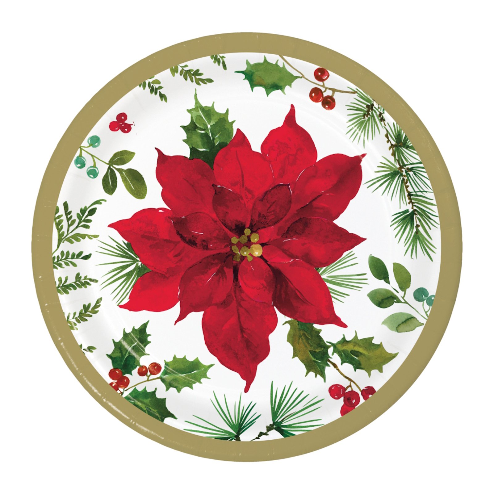 Posh Poinsettia Small Paper Plates (Pack of 8)