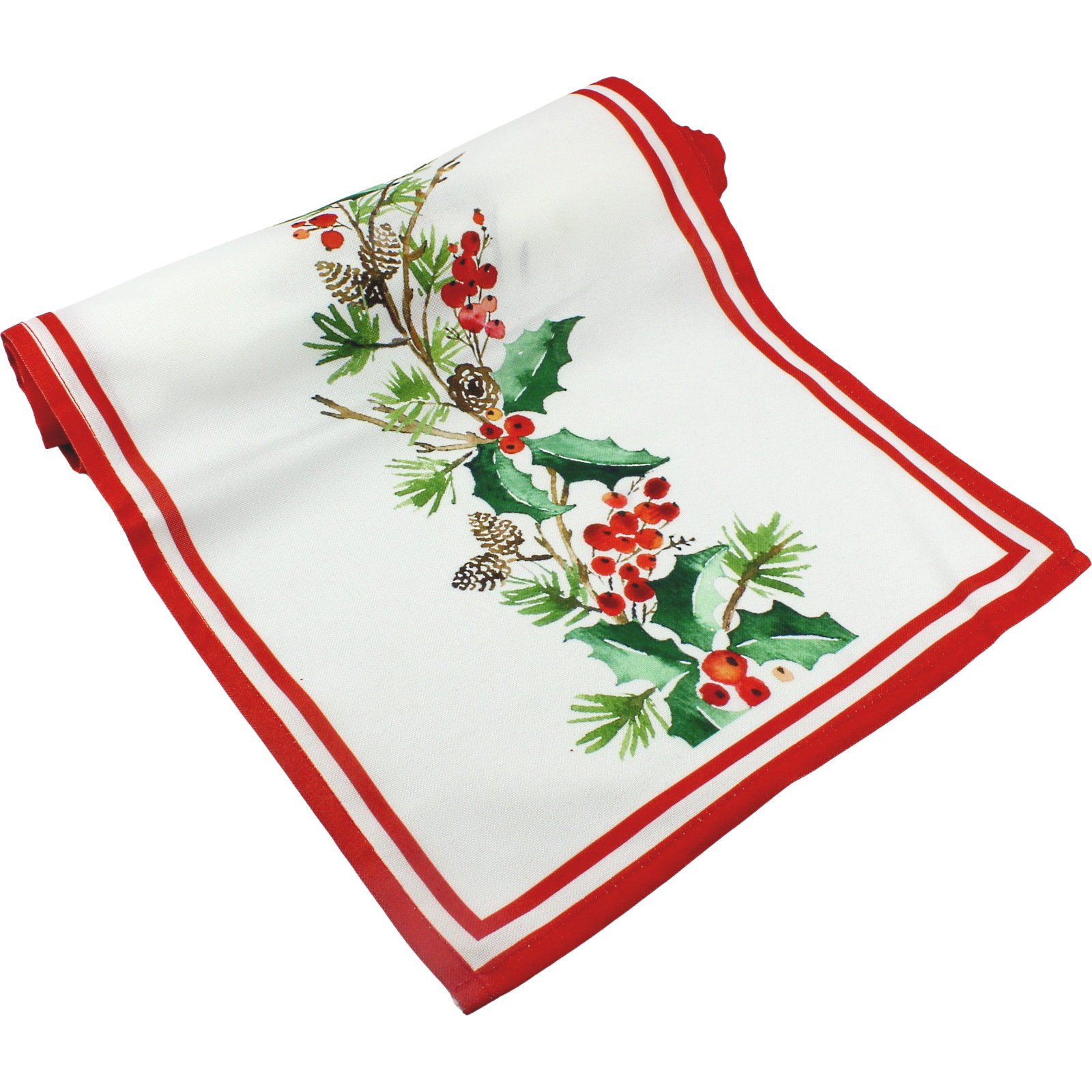 Joy to the World Holly Berry Fabric Table Runner