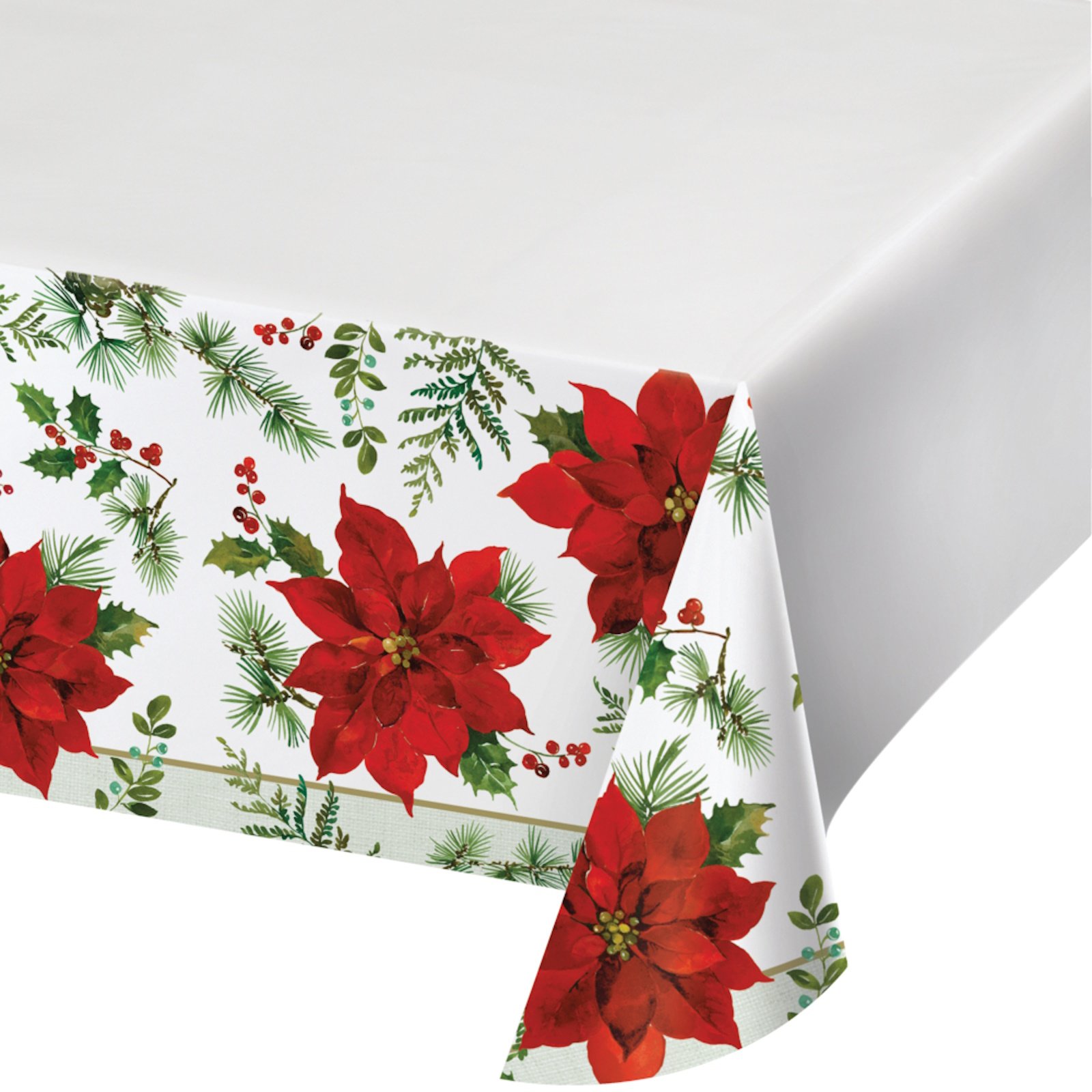 Posh Poinsettia Paper Tablecloth