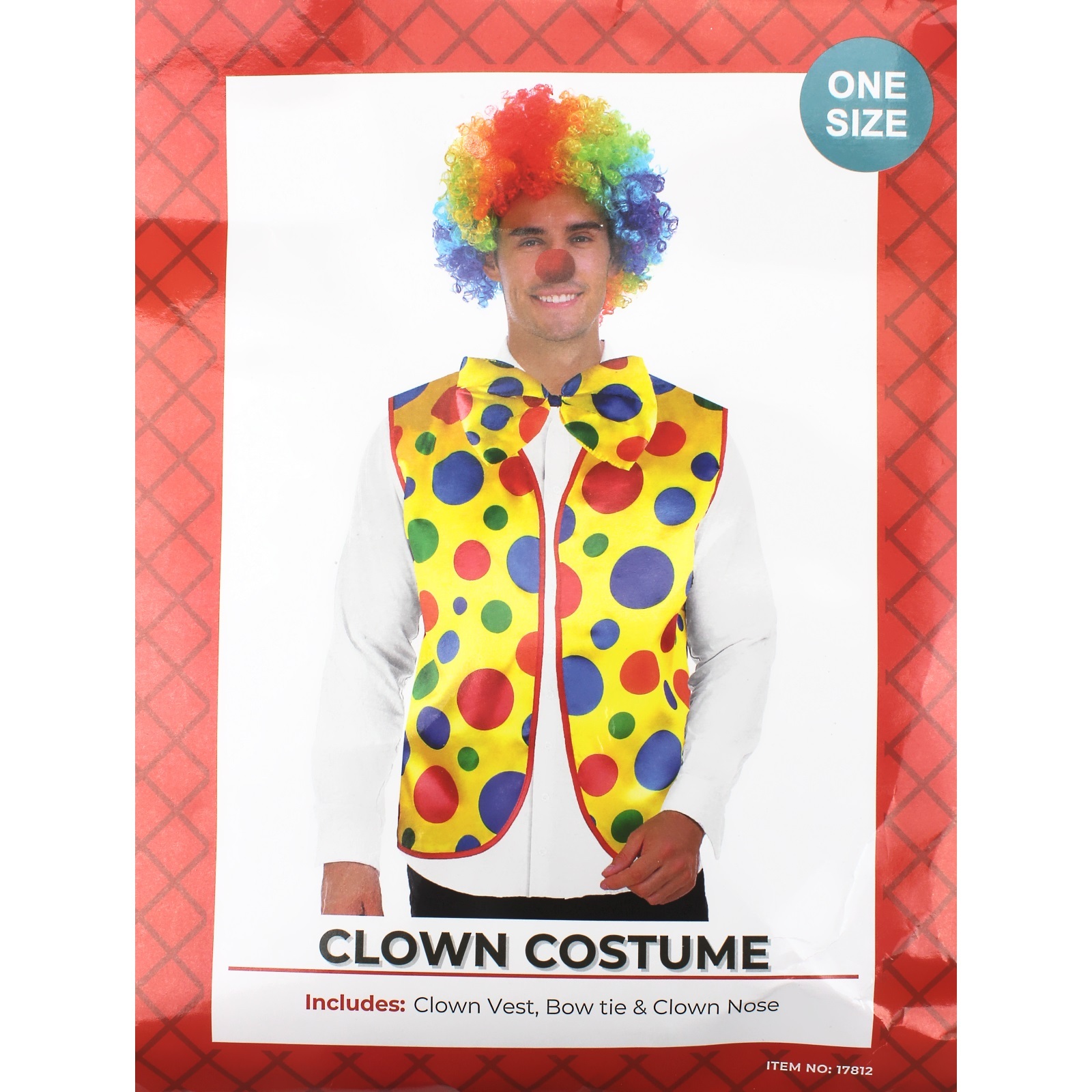 Adults Clown Vest Bow Tie and Nose Set