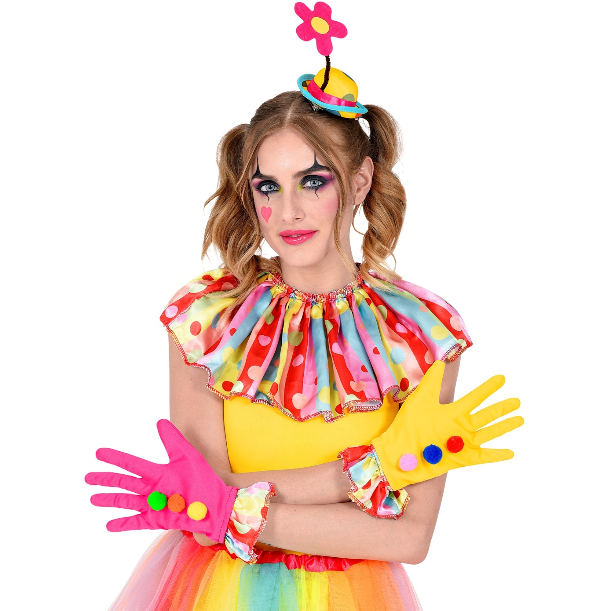 Clown Collar Gloves and Mini Hat Costume Set