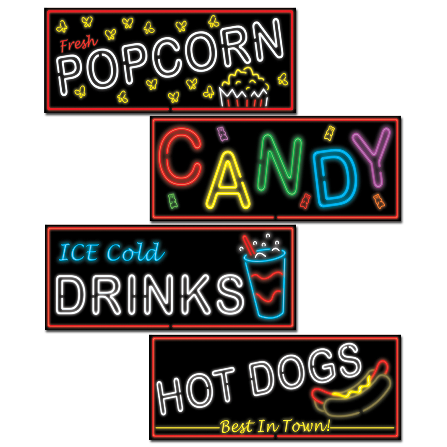 Carnival Food Sign Decorations (Pack of 4)