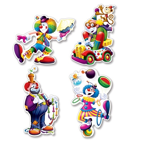 Clown Cutout Decorations (Pack of 4)