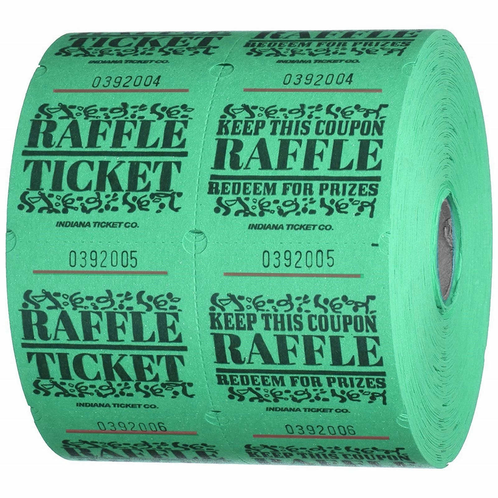Green Raffle Ticket Roll (1000 Double Tickets)