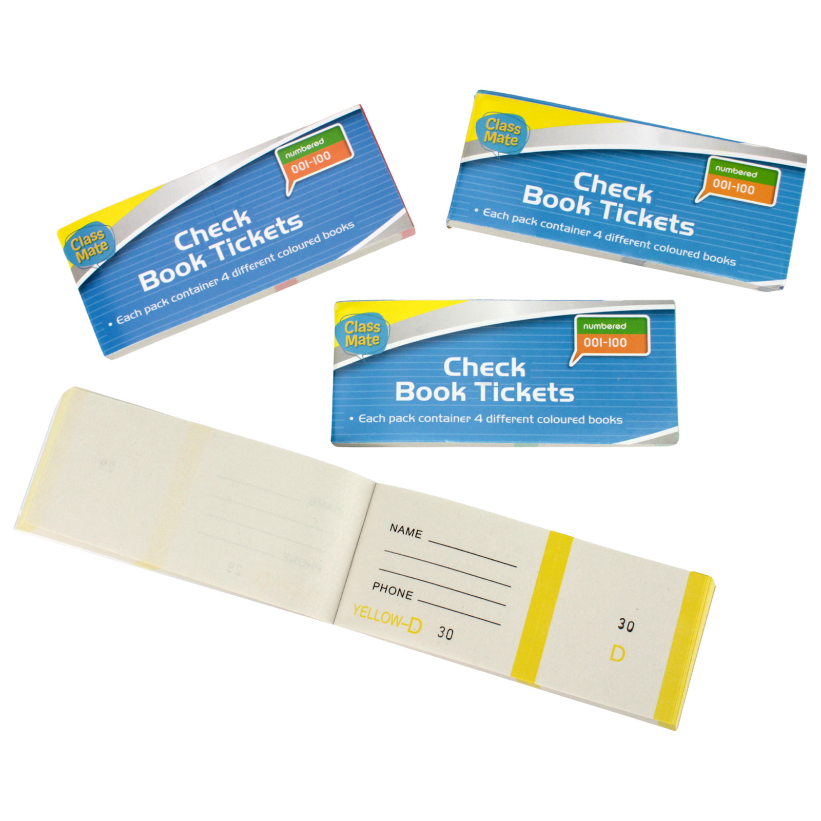 Numbered and Colour Coded Check Raffle Tickets (4 Books)  