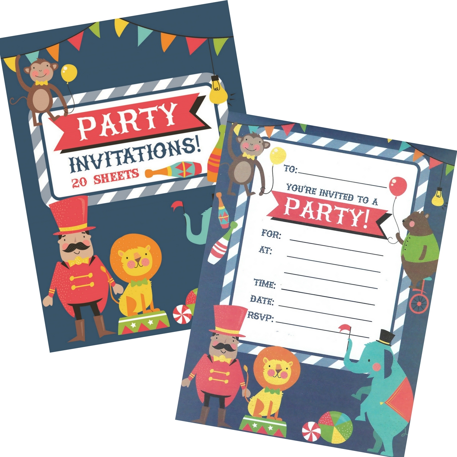 Circus Party Invitation Pad (20 Sheets)