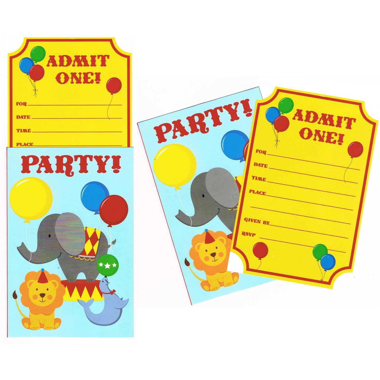 Circus Time Party Invitations (Pack of 8)