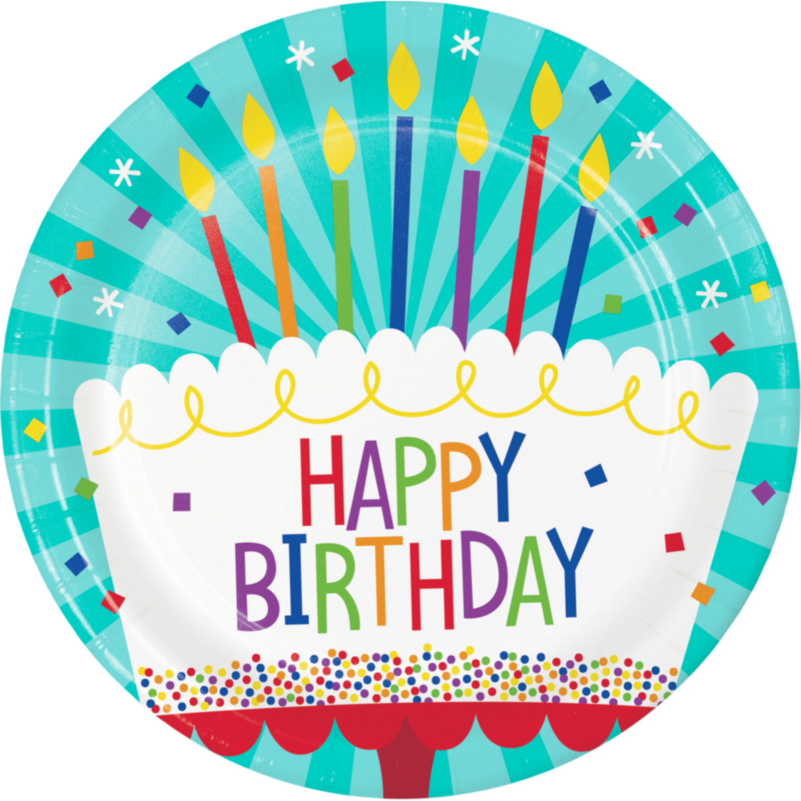 Cake Birthday Large Paper Plates (Pack of 8)