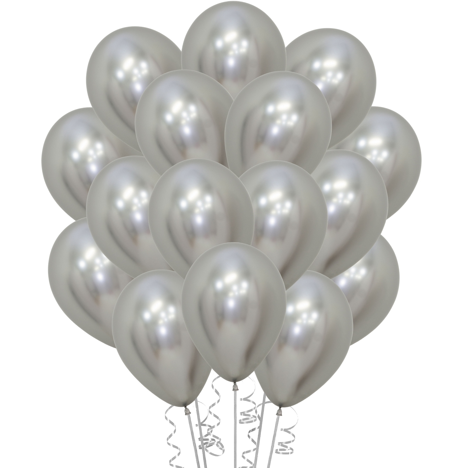 Reflex Silver Latex Small 12cm Balloons (Pack of 50)