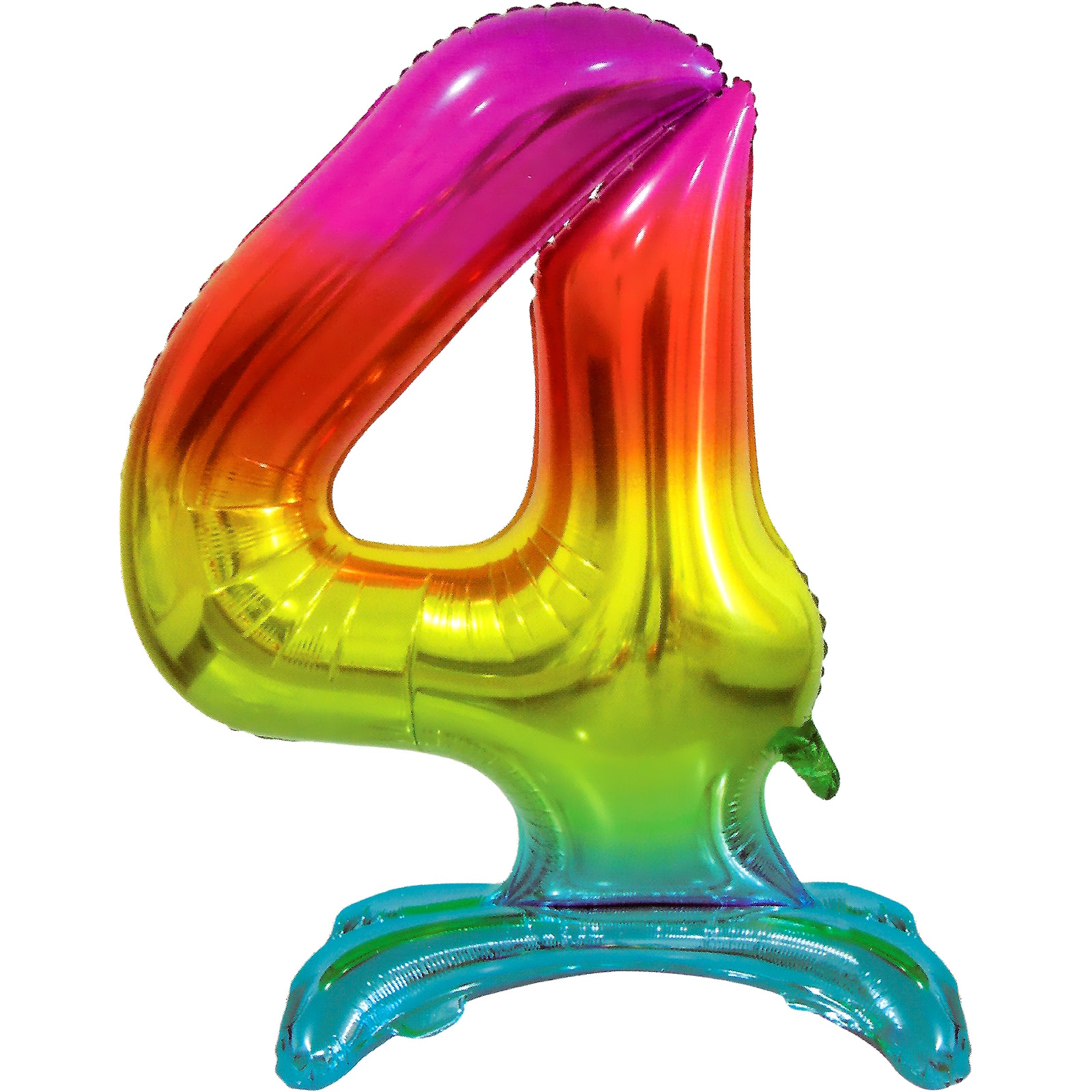 Rainbow Number 4 Stand Up Air Fill Foil Balloon 76cm