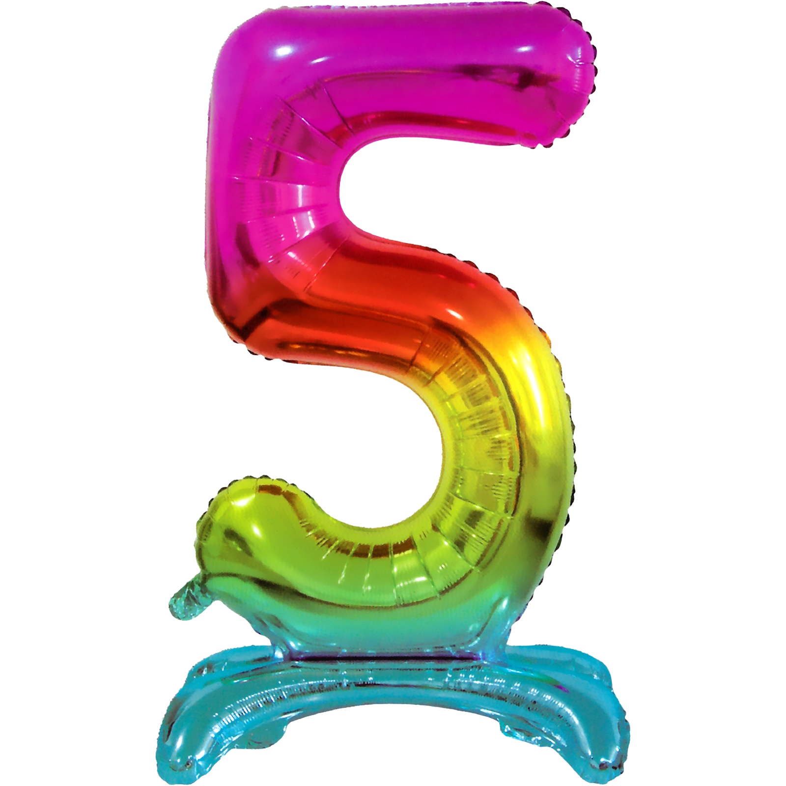 Rainbow Number 5 Stand Up Air Fill Foil Balloon 76cm 