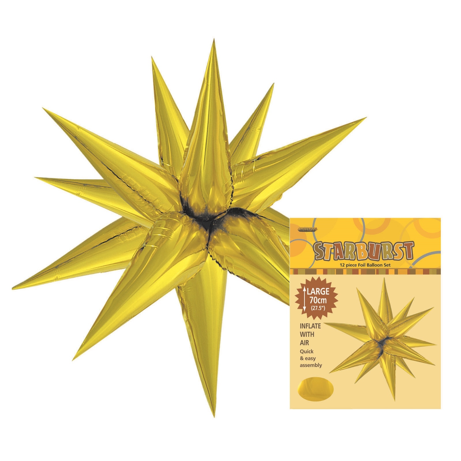 Gold Starburst Foil Balloon 70cm