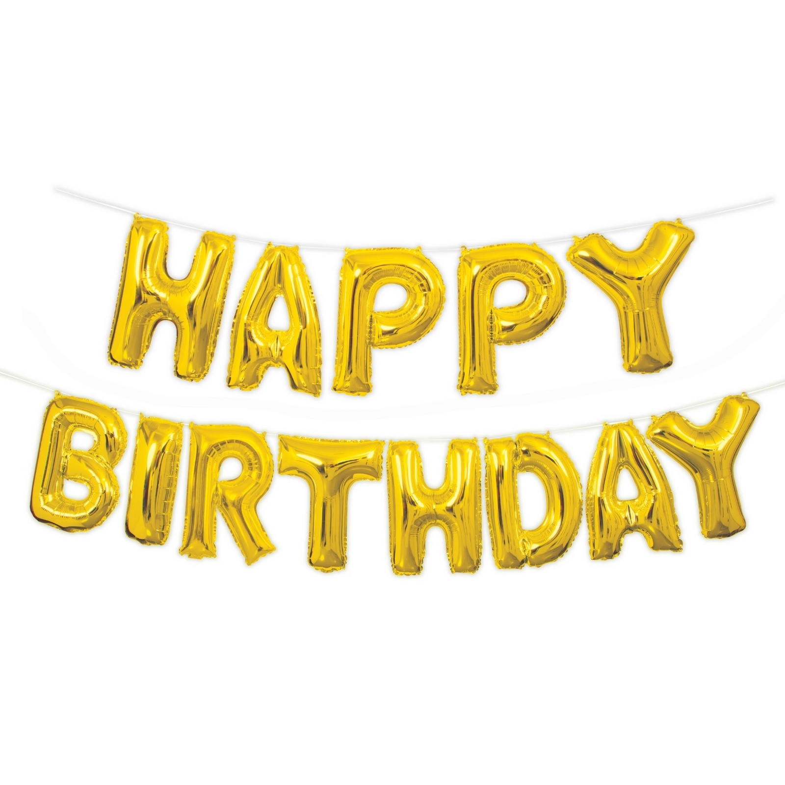 Gold Happy Birthday Foil Letter Balloon Banner