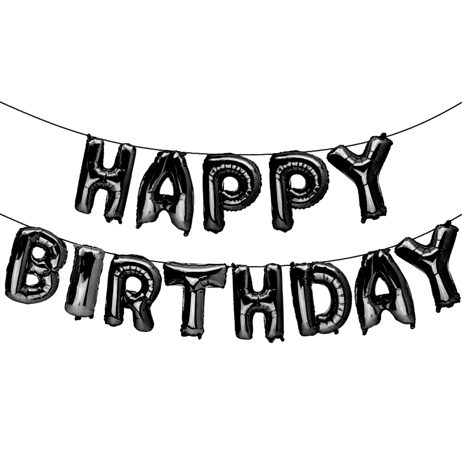 Black Happy Birthday Foil Letter Balloon Banner (Air Fill)