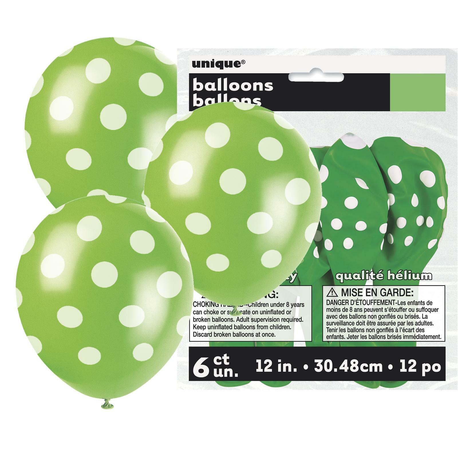 Lime Green Polkadot Balloons 30cm Round (Pack of 6)