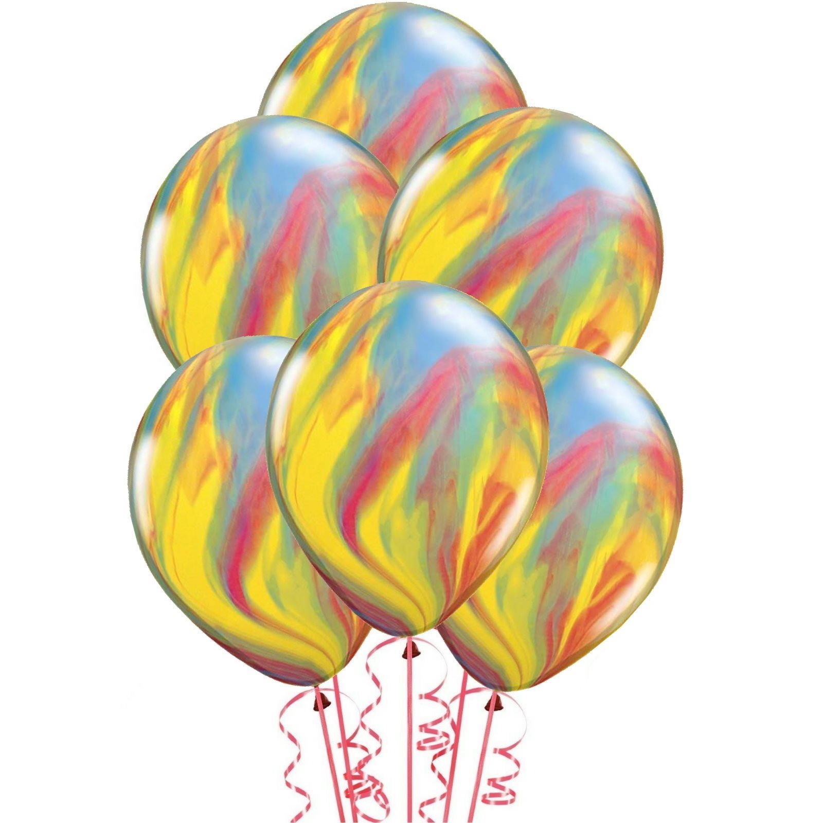Qualatex Rainbow Marble Helium Balloons (Pack of 25)