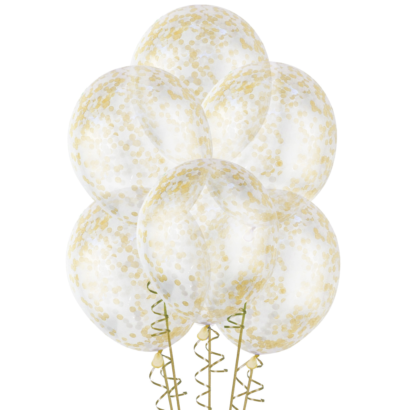 Gold Pre-Filled Confetti Balloons (Pack of 6)