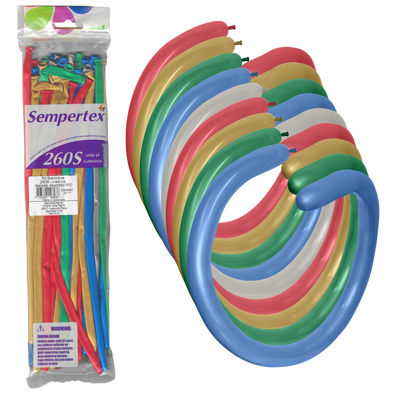Sempertex Assorted Metallic Modelling Balloons (Pack of 50)