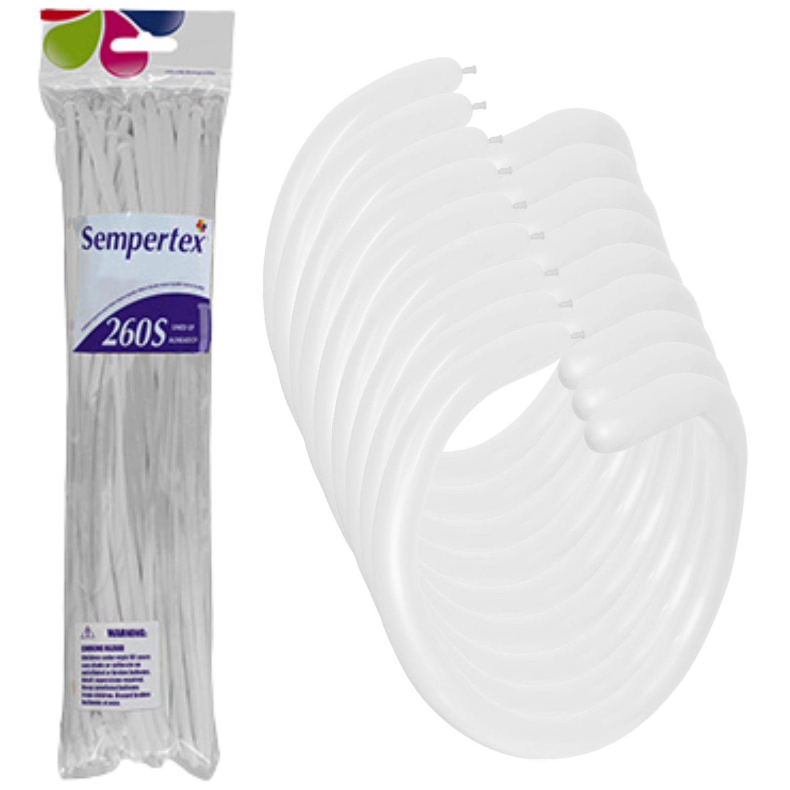 Sempertex Fashion White Modelling Balloons (Pack of 50)