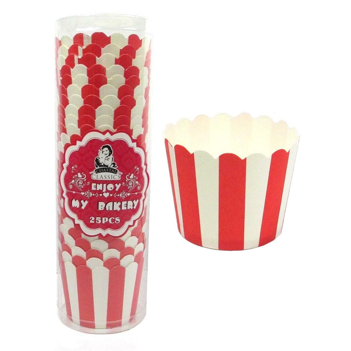 Red and White Stripe Baking Cups (Pack of 25)