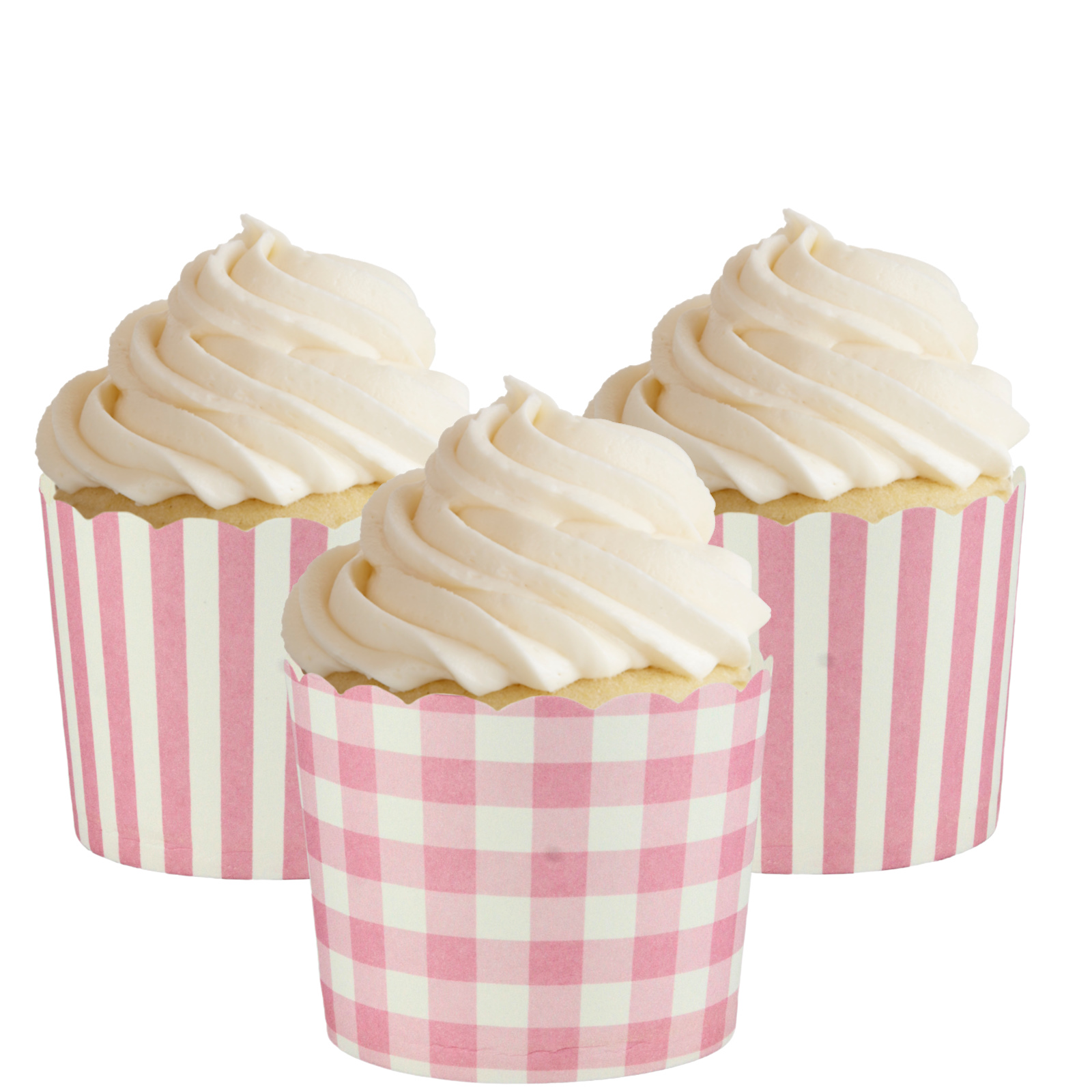 Pink Gingham & Striped Baking Cups (Pack of 12) 