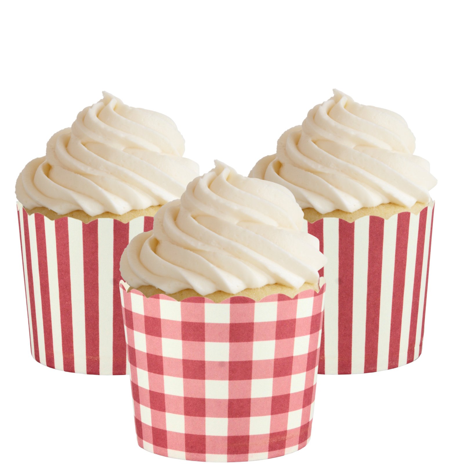 Red Gingham & Striped Baking Cups (Pack of 12) 