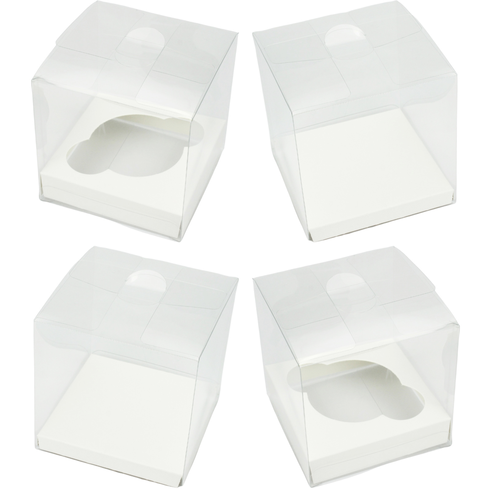Clear Square Cake and Cupcake Boxes with White Inserts 9cm (Pack of 4)