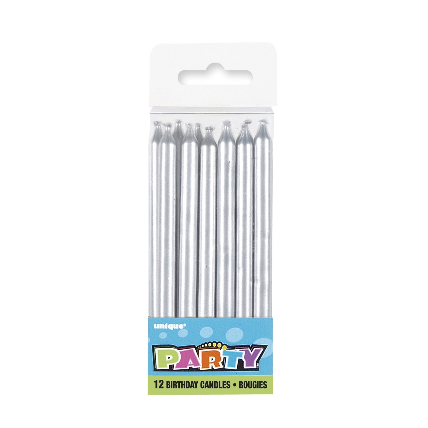 Silver Birthday Candles (Pack of 12)