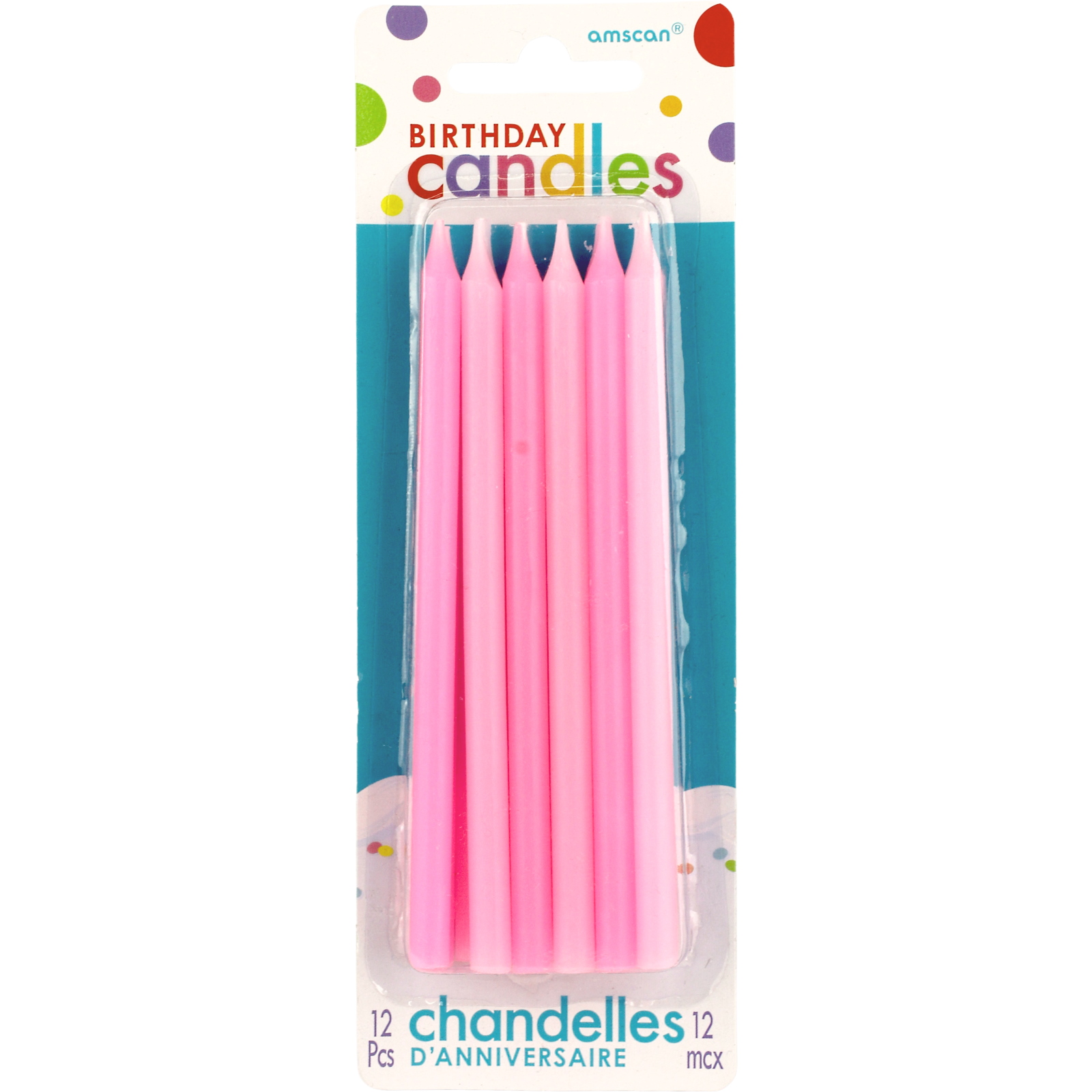 Pink Tapered Birthday Candles 13cm (Pack of 12)