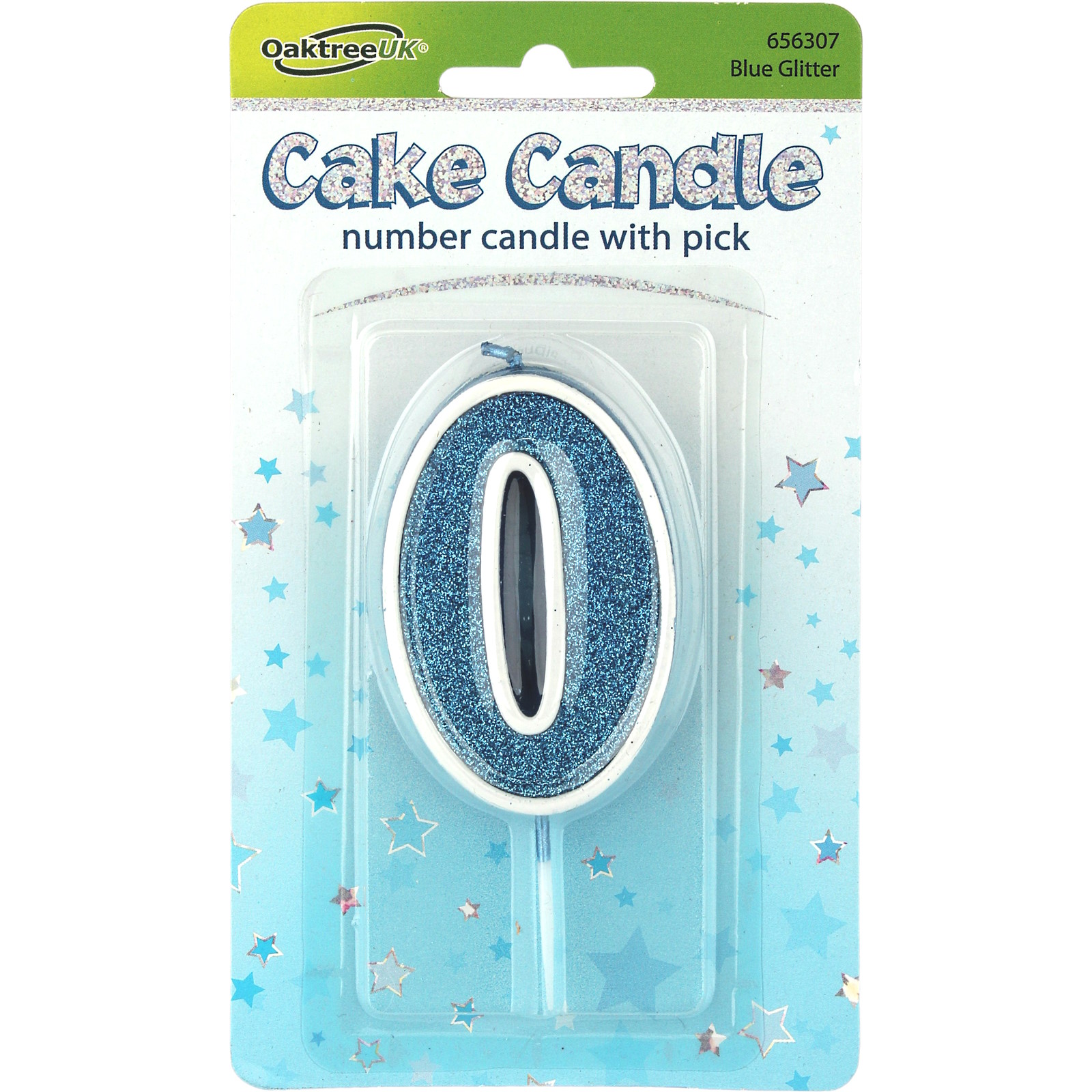 Sparkling Fizz Blue Number 0 Candle