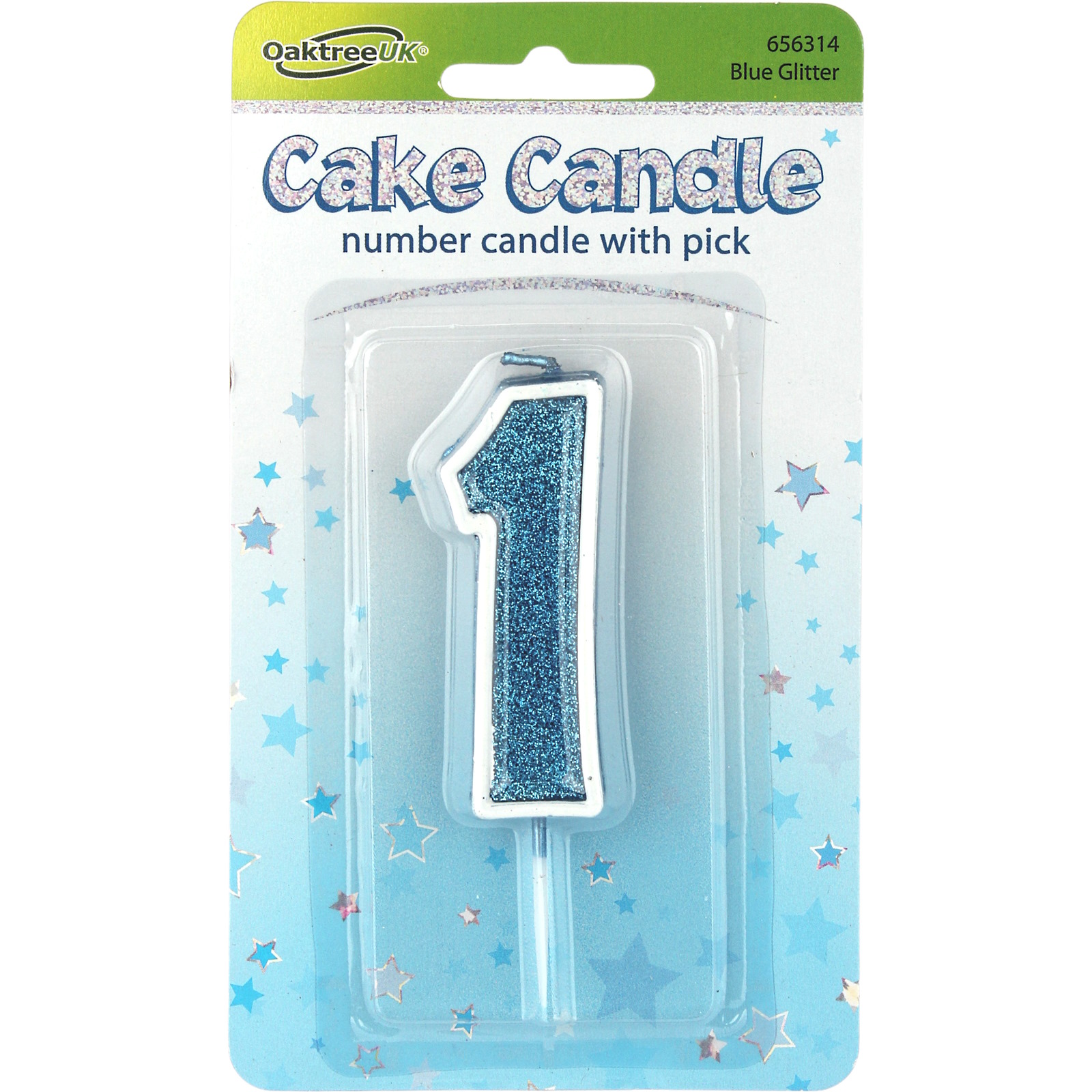 Sparkling Fizz Blue Number 1 Candle