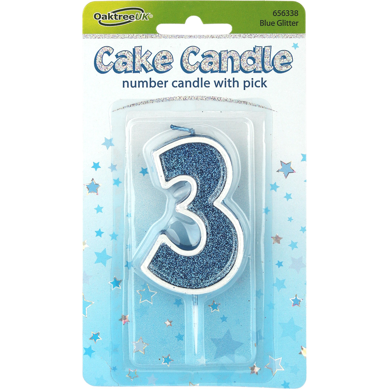 Sparkling Fizz Blue Number 3 Candle