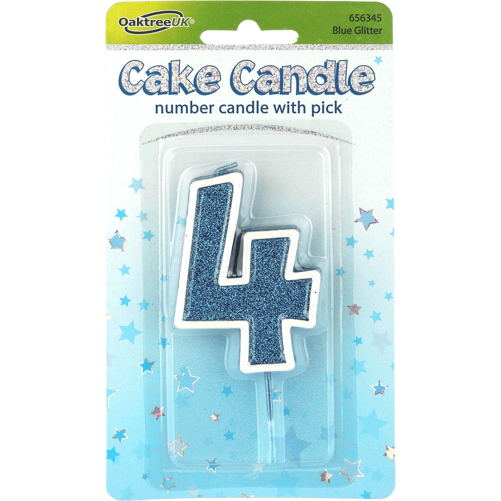 Sparkling Fizz Blue Number 4 Candle