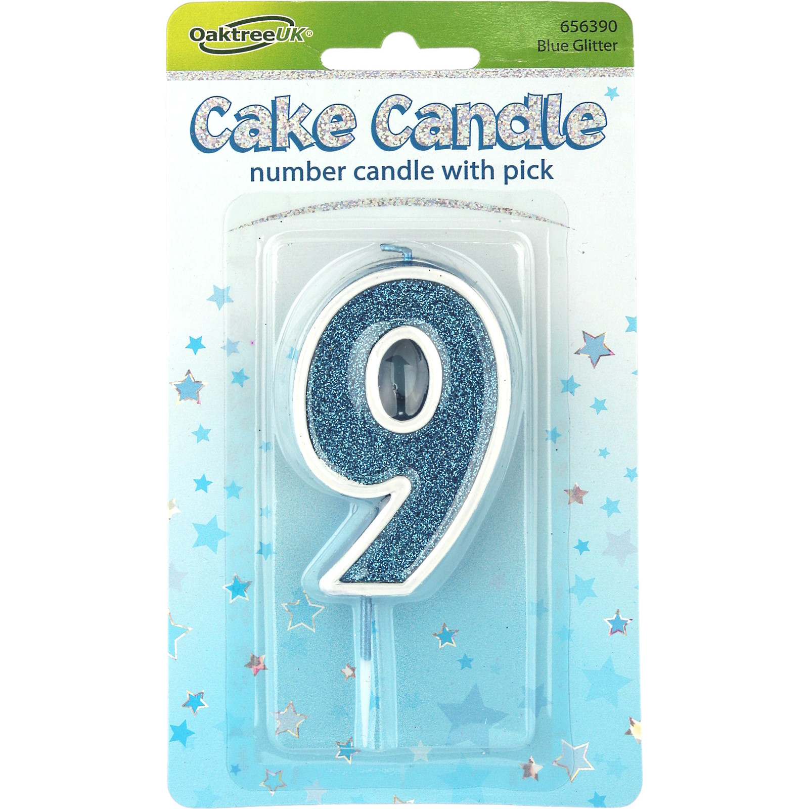 Sparkling Fizz Blue Number 9 Candle