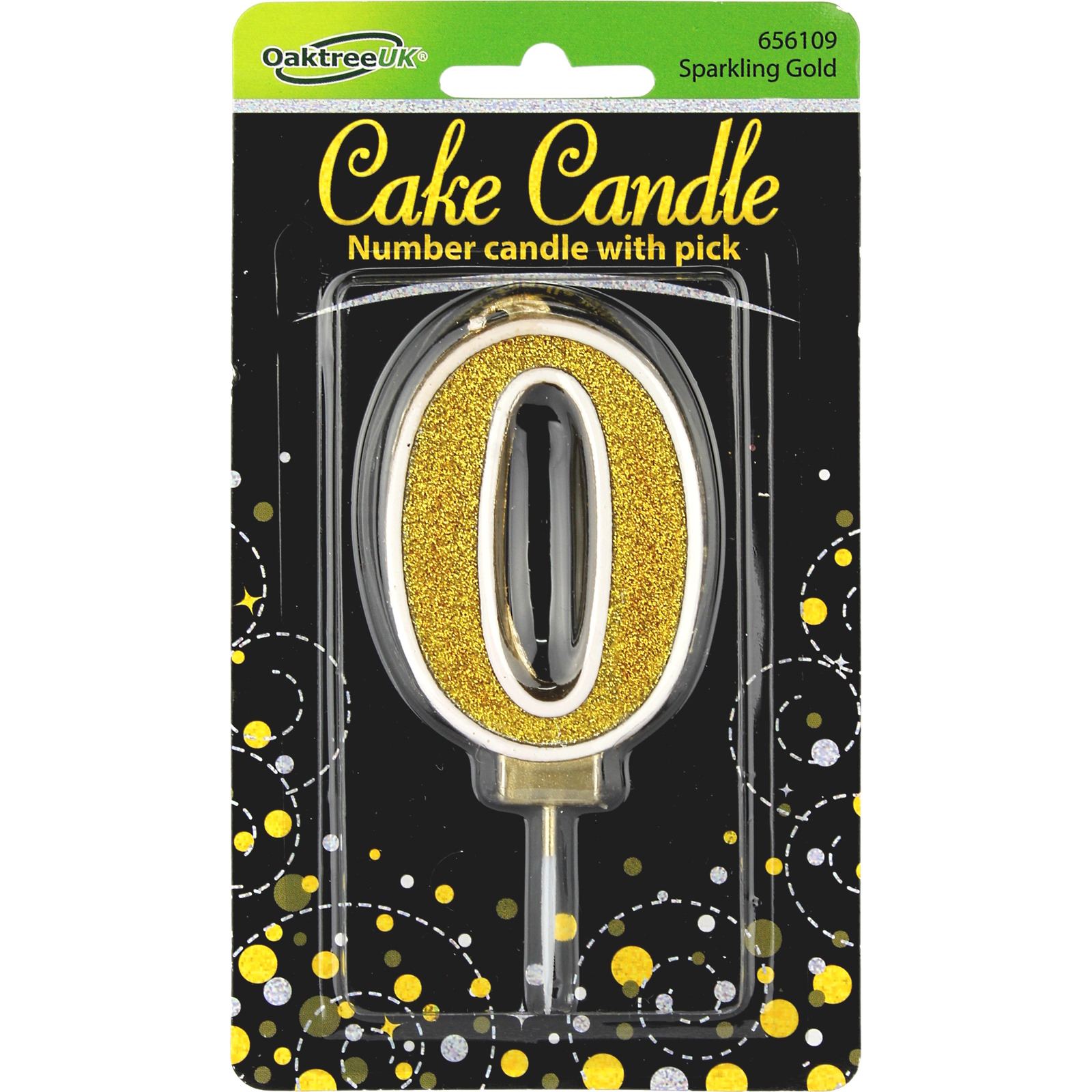 Sparkling Fizz Gold Number 0 Candle
