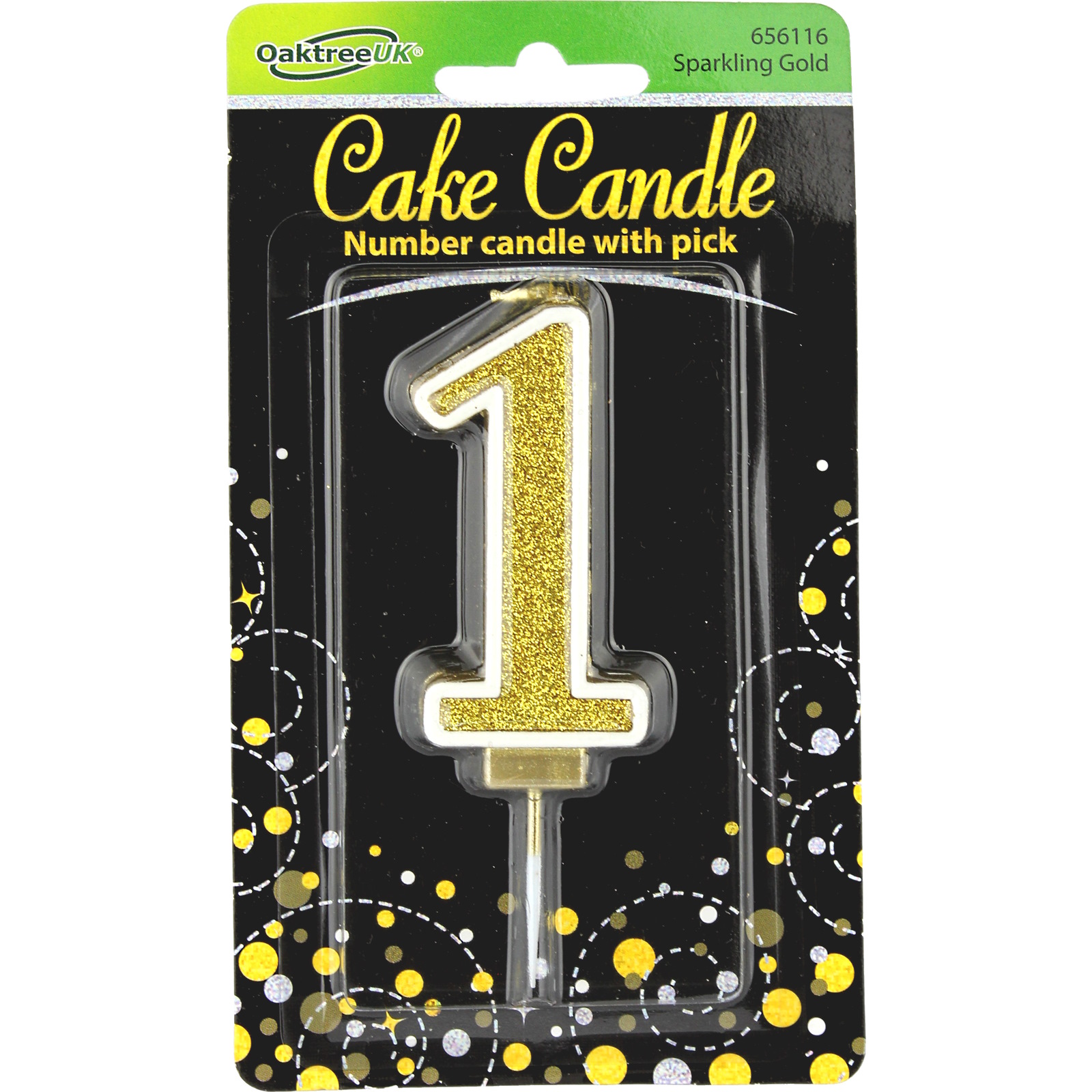 Sparkling Fizz Gold Number 1 Candle
