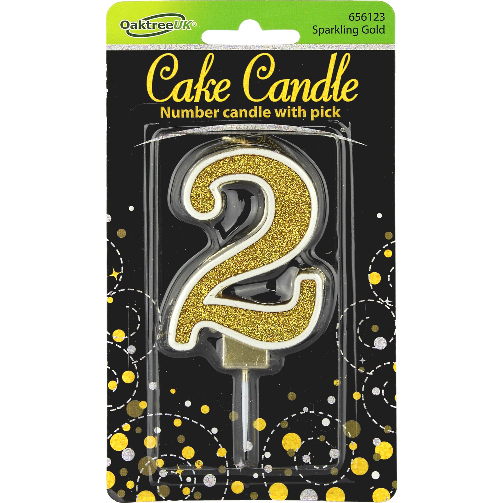 Sparkling Fizz Gold Number 2 Candle