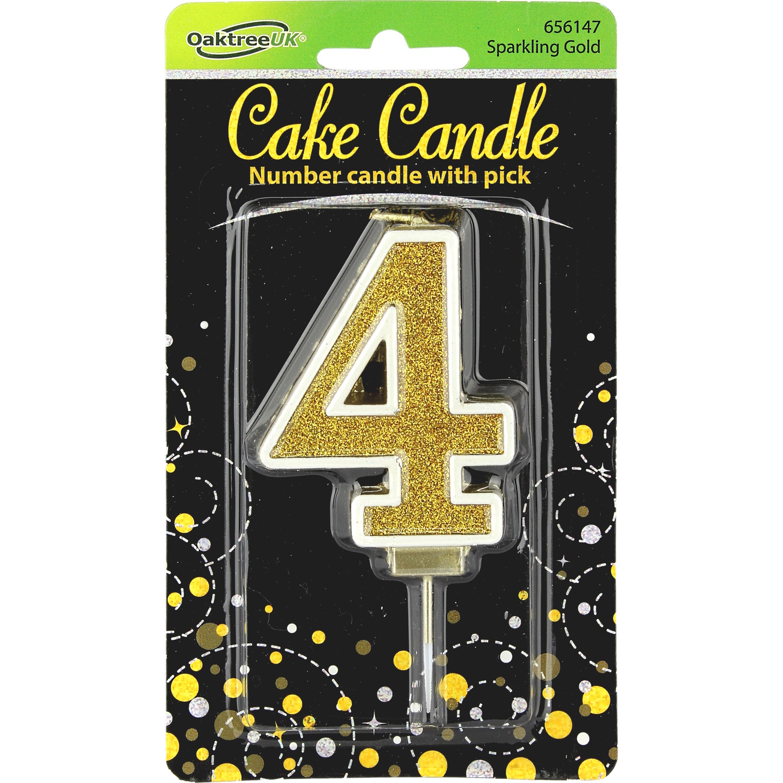 Sparkling Fizz Gold Number 4 Candle