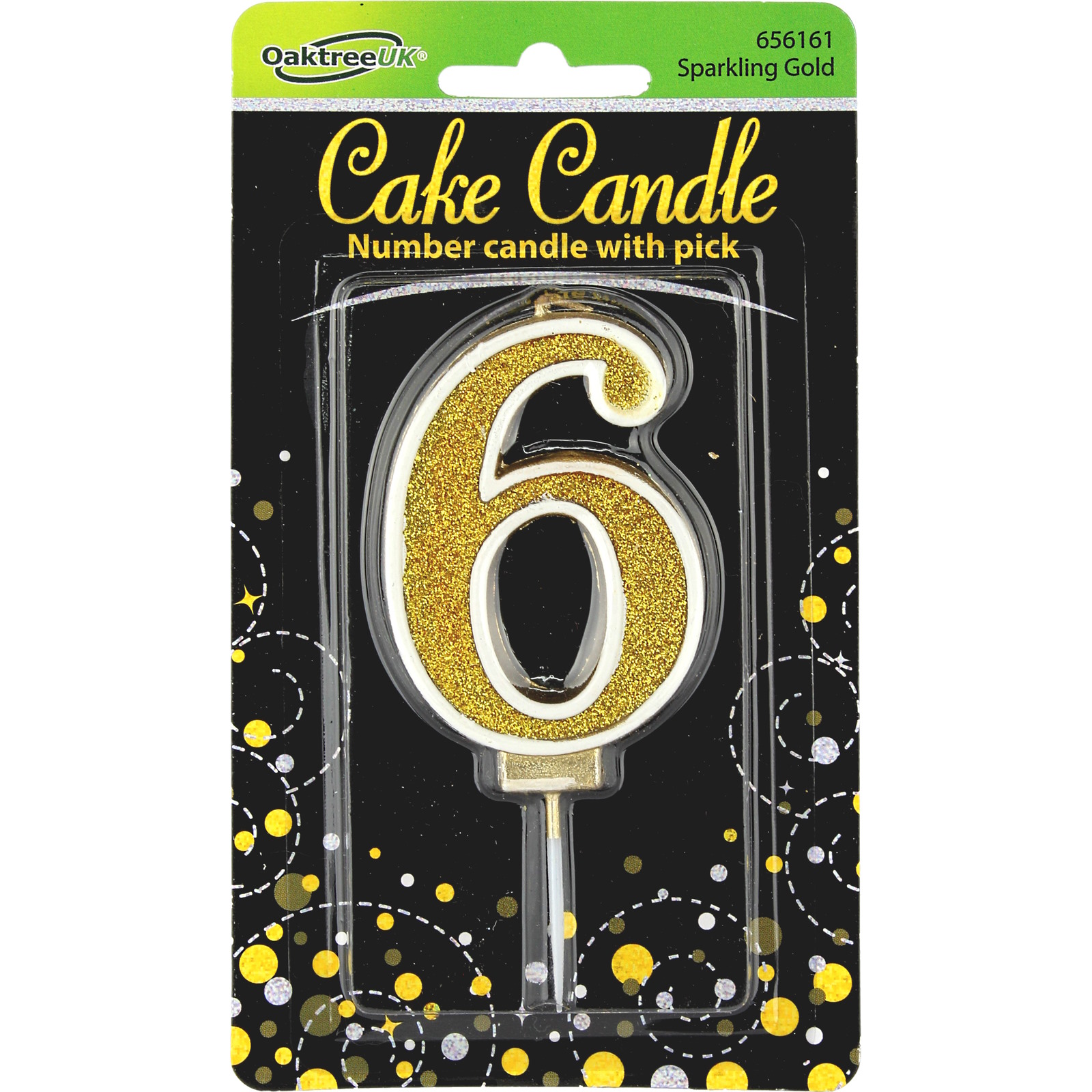 Sparkling Fizz Gold Number 6 Candle