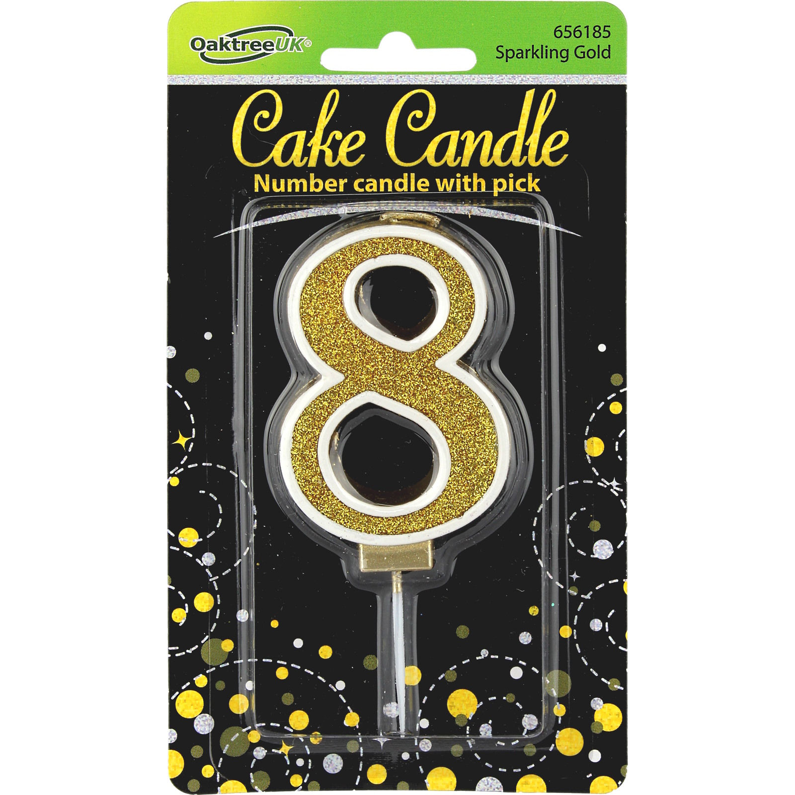 Sparkling Fizz Gold Number 8 Candle