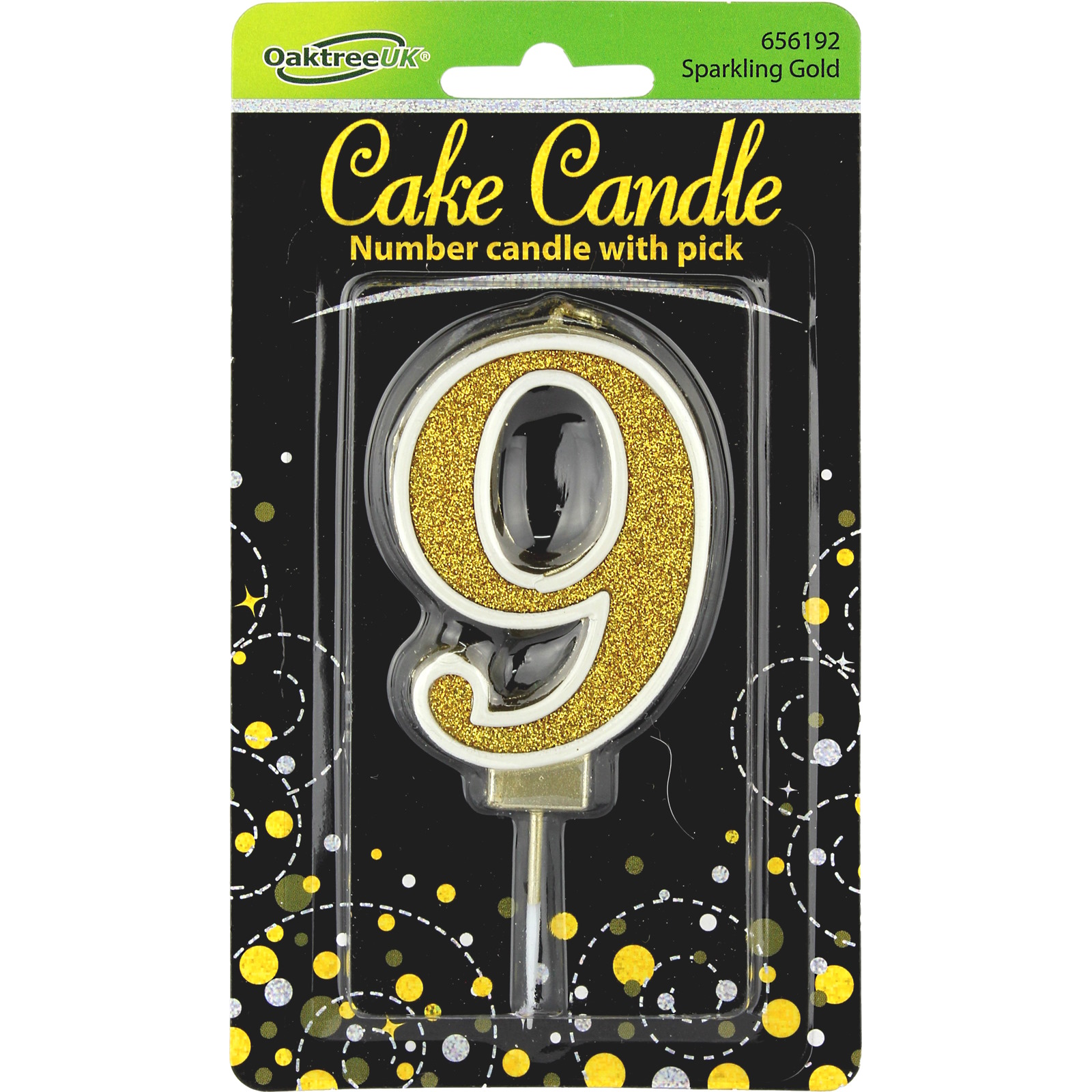 Sparkling Fizz Gold Number 9 Candle