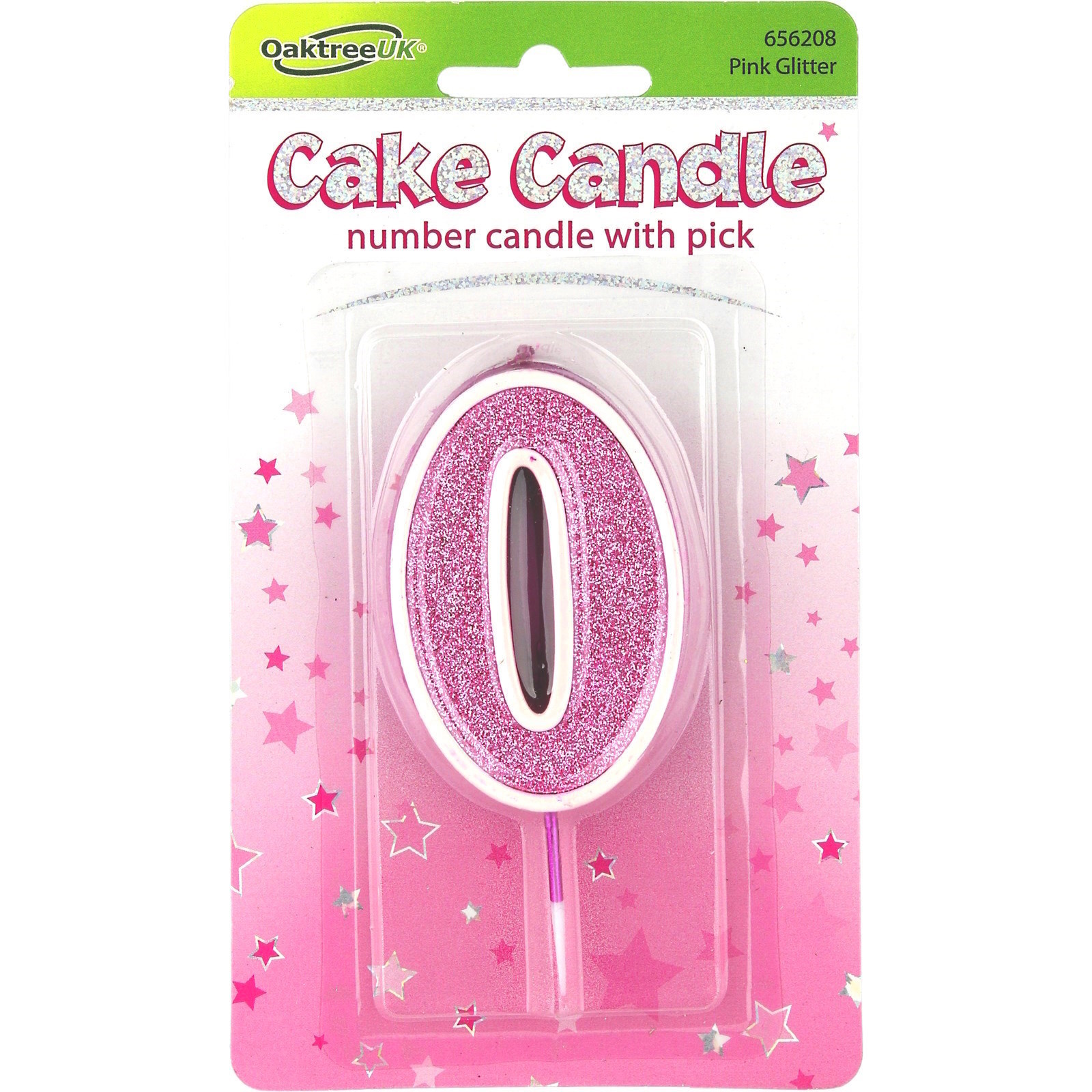 Sparkling Fizz Pink Number 0 Candle