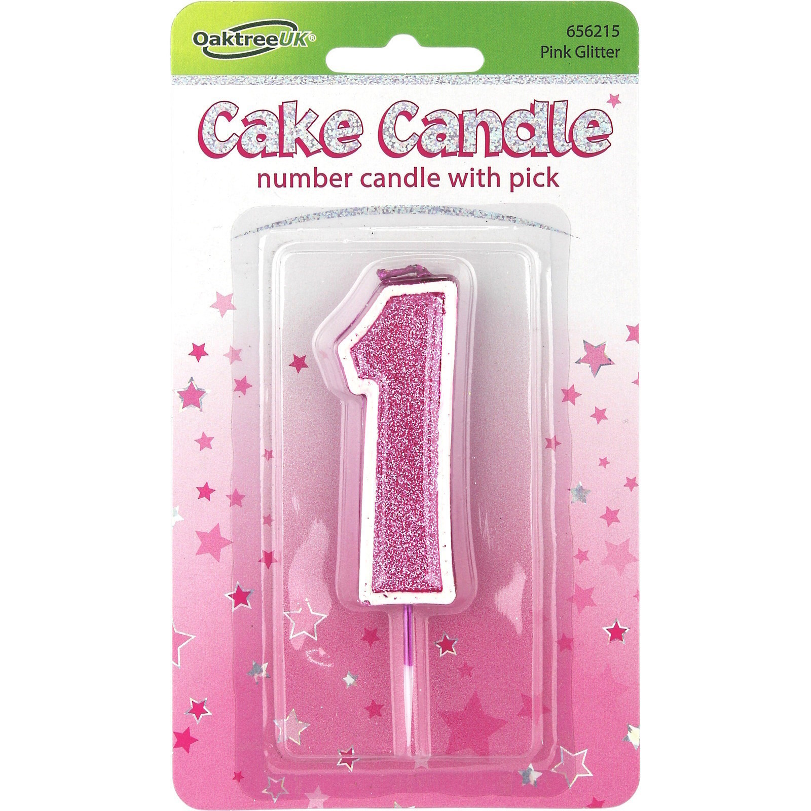 Sparkling Fizz Pink Number 1 Candle 