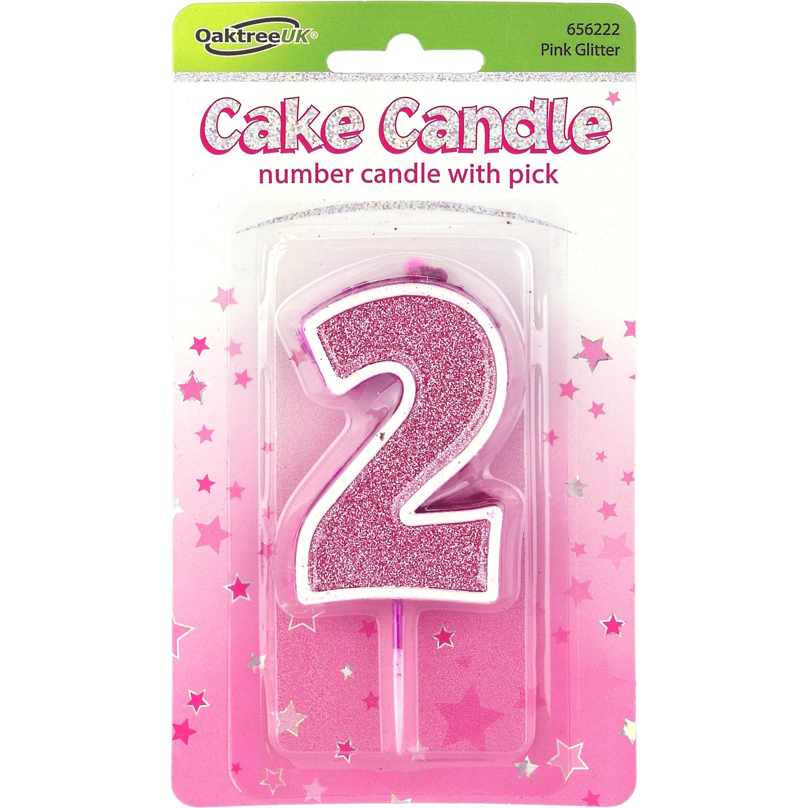 Sparkling Fizz Pink Number 2 Candle 