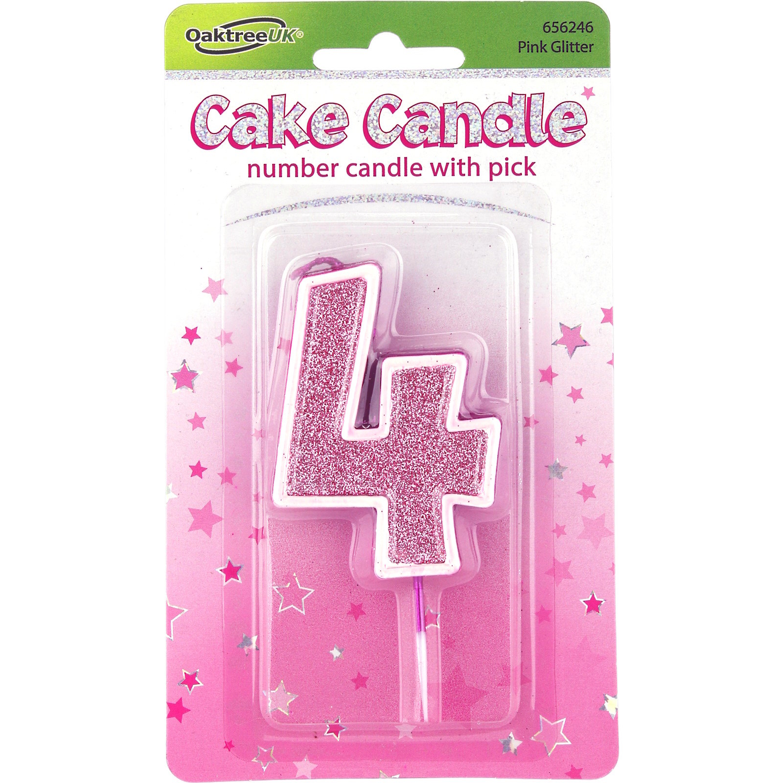 Sparkling Fizz Pink Number 4 Candle 