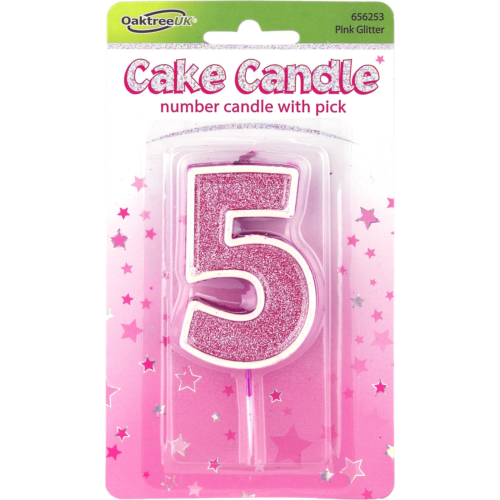 Sparkling Fizz Pink Number 5 Candle