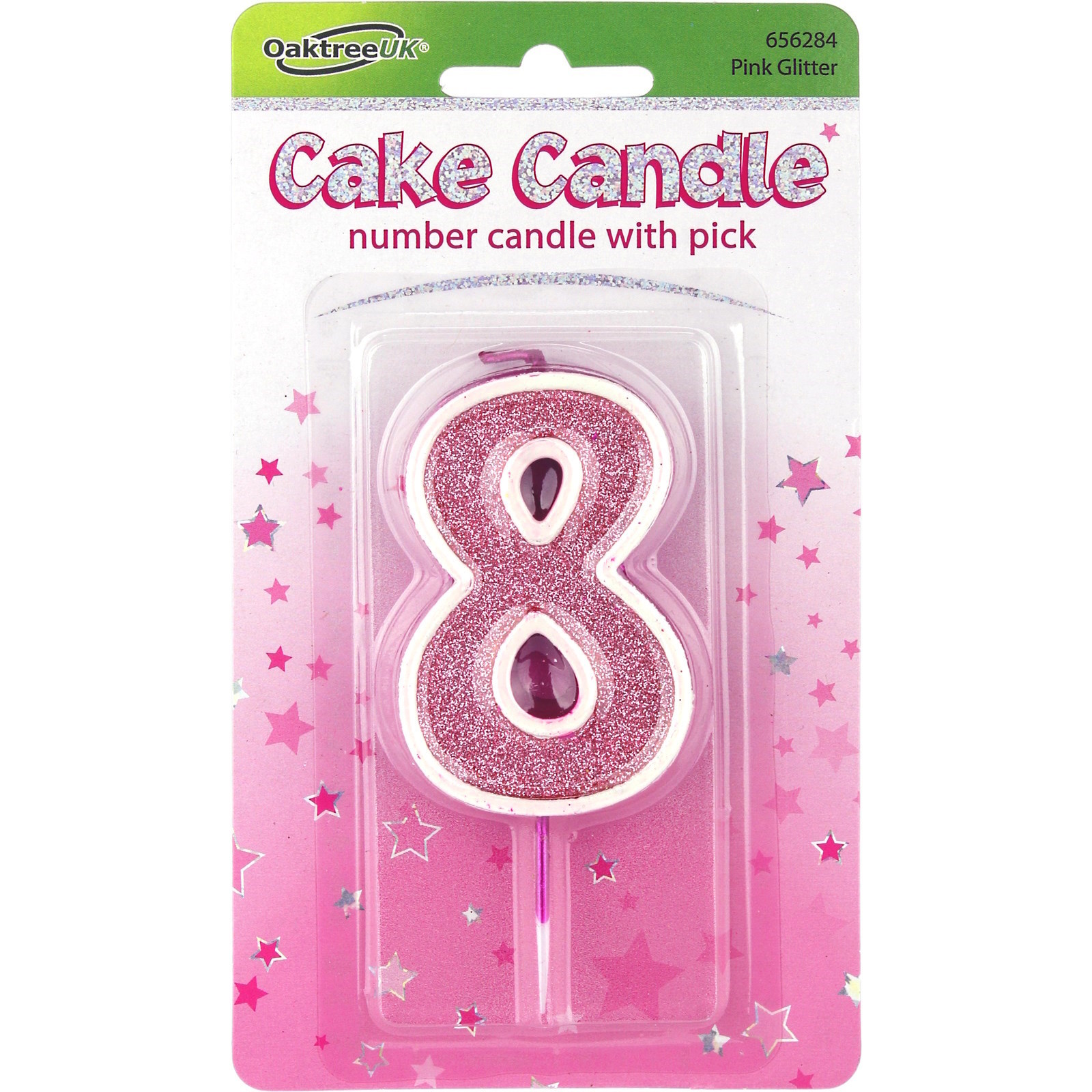 Sparkling Fizz Pink Number 8 Candle 